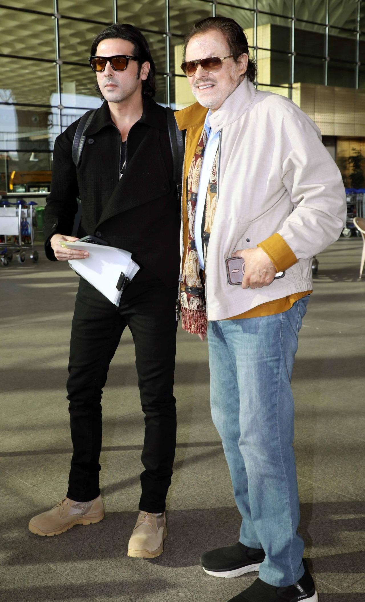 Zayed Khan was spotted at the airport with his father, veteran producer and actor Sanjay Khan as the father-son duo headed out of the city.
